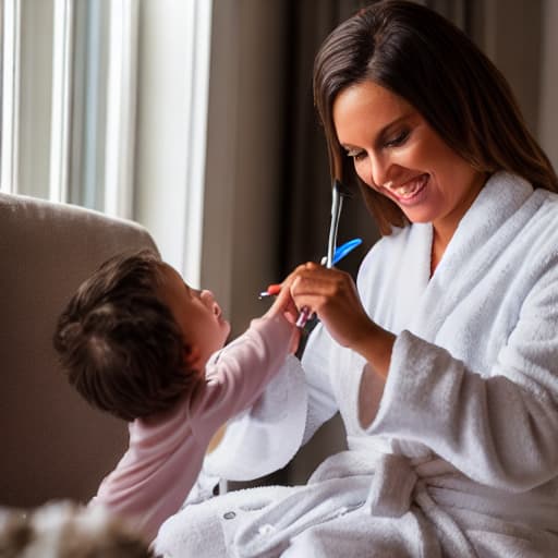  mother wiring a robe without anything else Brush feeding son