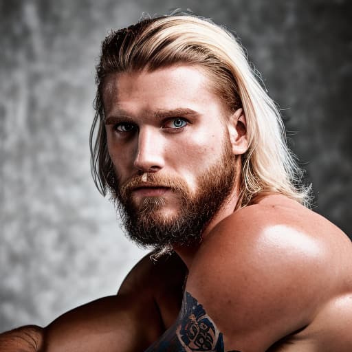 portrait+ style wwe queer blonde hunk dude face