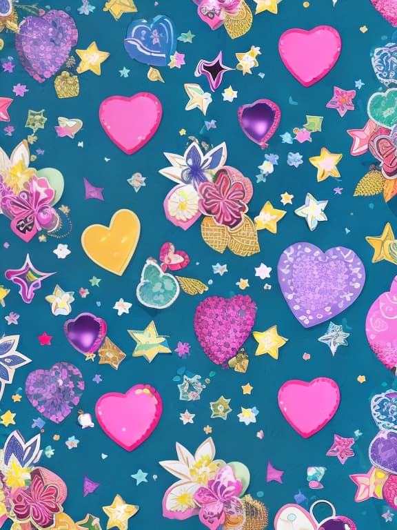  Colorful and sparkling heart gems lots of wallpaper