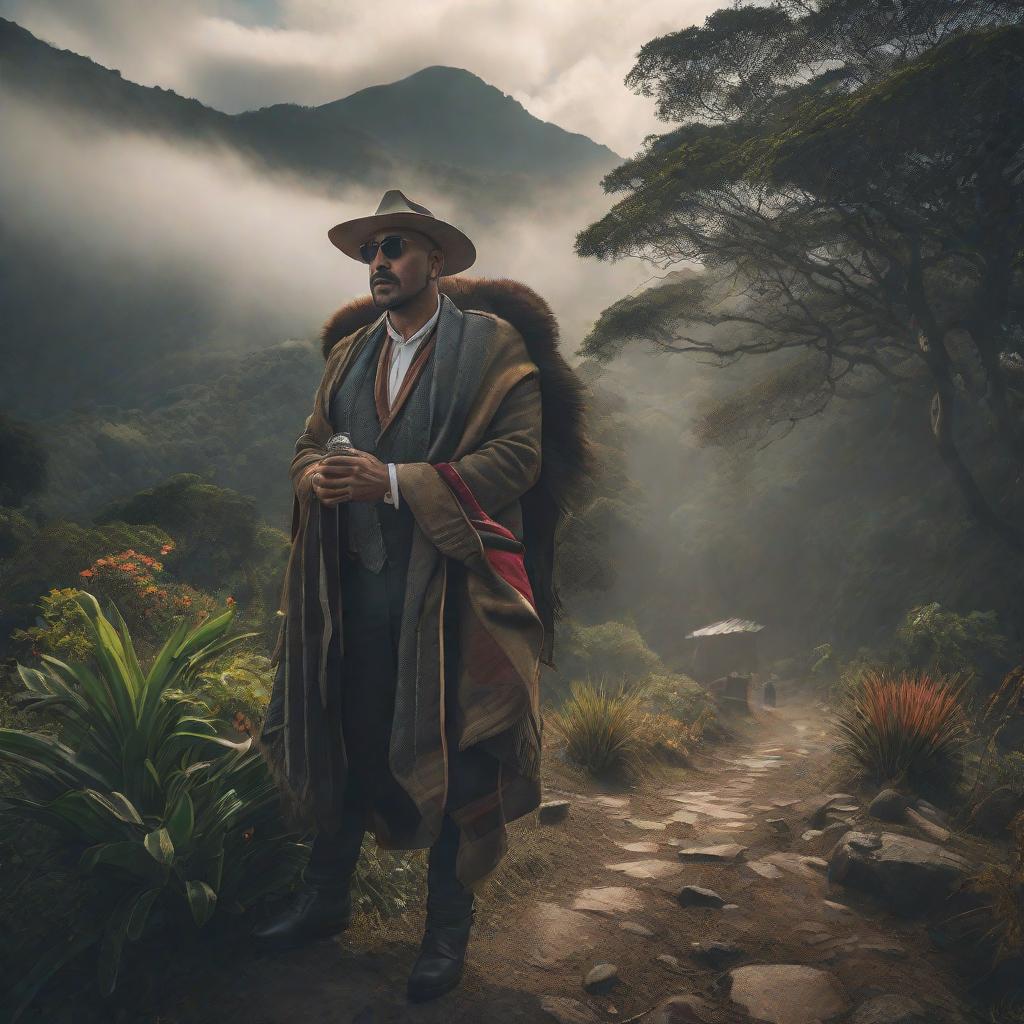  Un argentino en Colombia hyperrealistic, full body, detailed clothing, highly detailed, cinematic lighting, stunningly beautiful, intricate, sharp focus, f/1. 8, 85mm, (centered image composition), (professionally color graded), ((bright soft diffused light)), volumetric fog, trending on instagram, trending on tumblr, HDR 4K, 8K