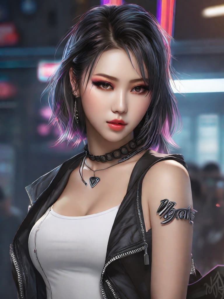  ultra-realistic, girl, grabbing,,, no clothes, masterbaiting, 1 girl,  heavy eyeliner, cyberpunk, character design  kpop, idol, kpop idol, perfect face