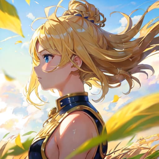  master piece , best quality,Blonde, warrior, blowing in the wind, cute.