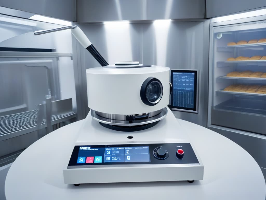  A sleek, minimalistic image of a stateoftheart premium pastry robot with a glossy finish, showcasing its advanced features like touchscreen controls, precision tools, and elegant design elements. The robot is set against a clean, white background to emphasize its modern and professional aesthetic, appealing to readers seeking the best in pastrymaking technology. hyperrealistic, full body, detailed clothing, highly detailed, cinematic lighting, stunningly beautiful, intricate, sharp focus, f/1. 8, 85mm, (centered image composition), (professionally color graded), ((bright soft diffused light)), volumetric fog, trending on instagram, trending on tumblr, HDR 4K, 8K