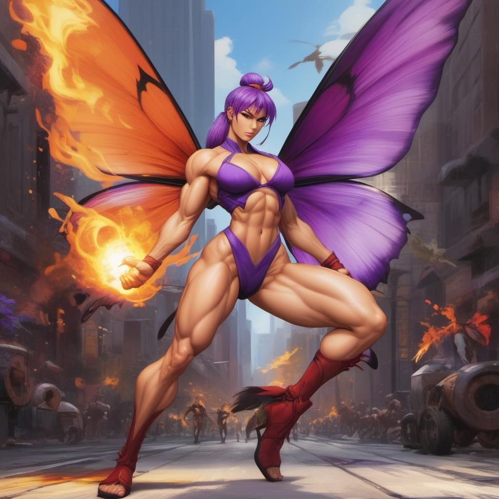  Street Fighter style [naked:51], [nudist:51], [full body shot:51], [highest fairy:51] (butterfly 1:3), (fiery violet fiery purple wings1:3),naked|nudist,muscle|curvy|slim|skinnySlim|Thin|Skinny|Petite|fat|Slender|Lean|Lanky|plump|Fragile|Delicate|Slight|sporty|athletic|bbw, sexy|badass|wet|dripping, (sexy splash 1:1), provocative fiery slutty|desirable, seductive|excited, (lace stockings 1:2), fiery flaming full body standing nudist , full body shot, accent of light and focus between, fire on hands, sorceress with fire in her hands, long fiery and smoke tongue pulled out of mouth, bright blue eyes, elegant masterpieces of tattoos all over the body and on the face big hips, small, big, long stretching 