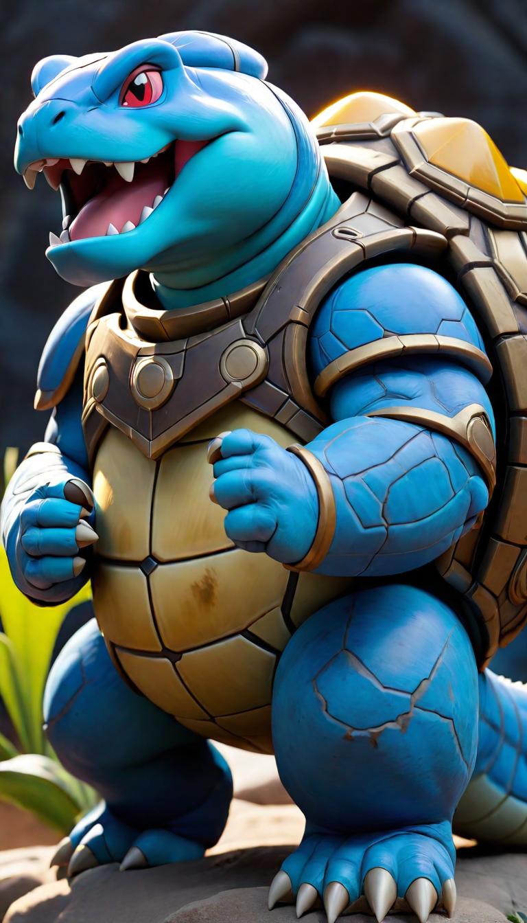  Professional 3D model of Pokemon blastoise vs. Gibraltar apex legends . Rendered with Octane, the model is highly detailed,dramatic lighting. hyperrealistic, full body, detailed clothing, highly detailed, cinematic lighting, stunningly beautiful, intricate, sharp focus, f/1. 8, 85mm, (centered image composition), (professionally color graded), ((bright soft diffused light)), volumetric fog, trending on instagram, trending on tumblr, HDR 4K, 8K