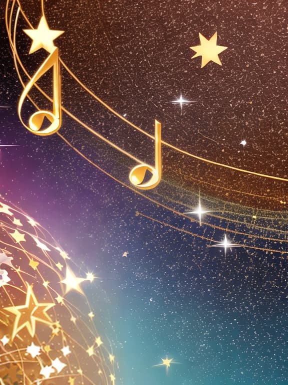  Cute musical notes and sparkling stars and gems wallpaper