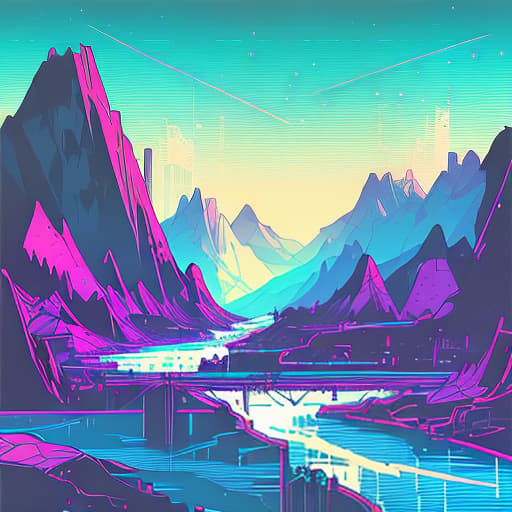 nvinkpunk Whimsical mountains and river