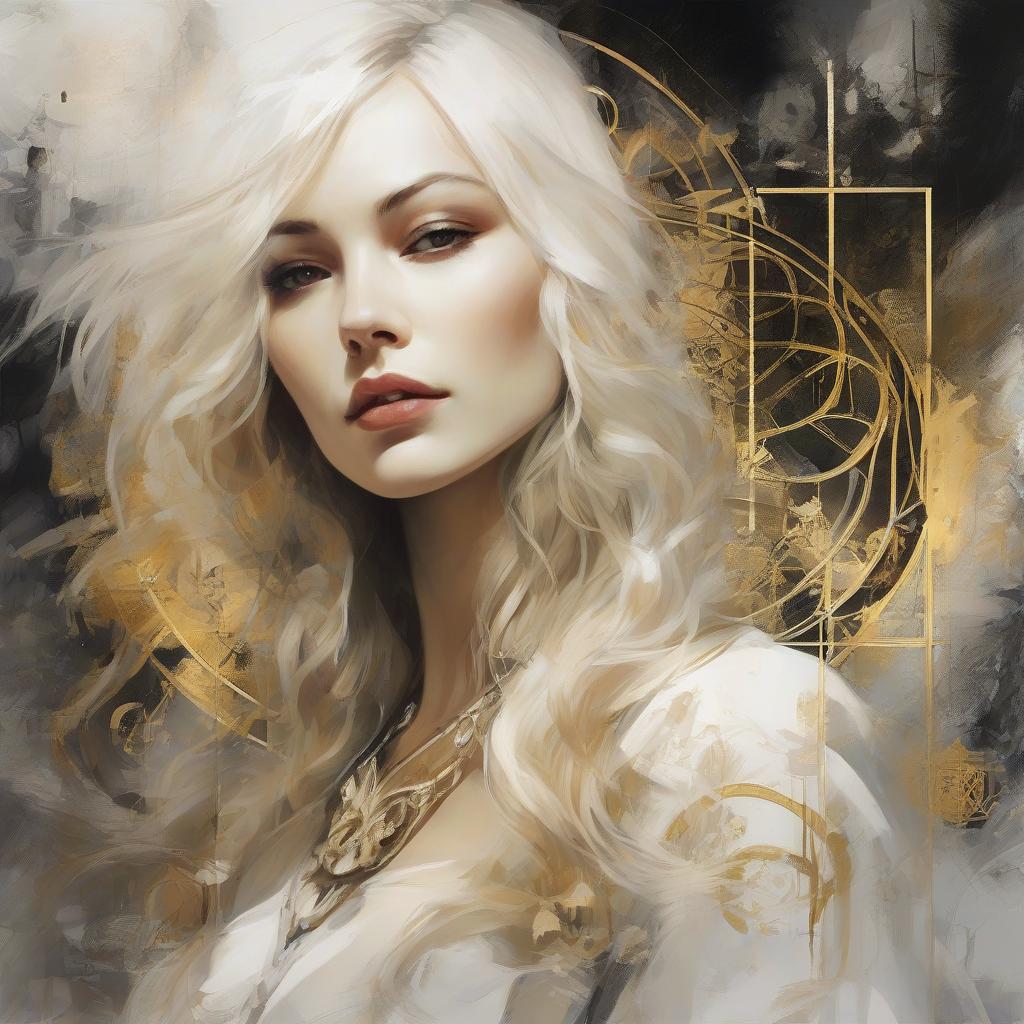  cherevre: 1.9, looks at us, surreal futoristic blonde woman with white long hair looks at us beautiful futoristic decoration looks at us, well drawn hands, face and the whole composition, master of darkness woman, alchemical symbols, sprinkling of golden elements, author Russ Mills. фопо расслабленной красивой девушки с голубыми глазами лежит на животе на СПА массаже hyperrealistic, full body, detailed clothing, highly detailed, cinematic lighting, stunningly beautiful, intricate, sharp focus, f/1. 8, 85mm, (centered image composition), (professionally color graded), ((bright soft diffused light)), volumetric fog, trending on instagram, trending on tumblr, HDR 4K, 8K