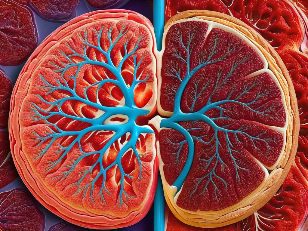  An intricate and highly detailed image of a human brain split in half, with one side showing the effects of consuming excessive sugar, such as inflammation and reduced cognitive function, and the other side representing a healthy brain with vibrant colors and clear pathways. The intricate details highlight the impact of sugar on brain health in a visually striking and informative manner, perfect for the professional and inspiring tone of the article. hyperrealistic, full body, detailed clothing, highly detailed, cinematic lighting, stunningly beautiful, intricate, sharp focus, f/1. 8, 85mm, (centered image composition), (professionally color graded), ((bright soft diffused light)), volumetric fog, trending on instagram, trending on tumblr, HDR 4K, 8K