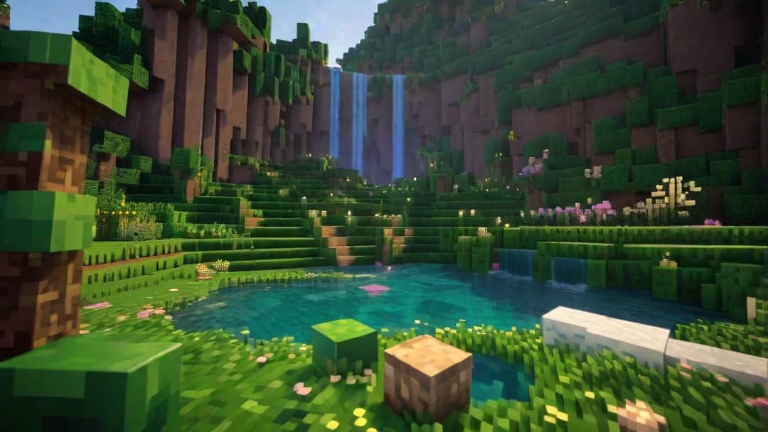  Create a vibrant scene showcasing a bar of soap imbued with Minecraft's enchantment, emanating a whimsical glow as it emerges from a pixelated waterfall surrounded by lush green grass and blooming pixel flowers, invoking a sense of cleanliness and adventure. hyperrealistic, full body, detailed clothing, highly detailed, cinematic lighting, stunningly beautiful, intricate, sharp focus, f/1. 8, 85mm, (centered image composition), (professionally color graded), ((bright soft diffused light)), volumetric fog, trending on instagram, trending on tumblr, HDR 4K, 8K