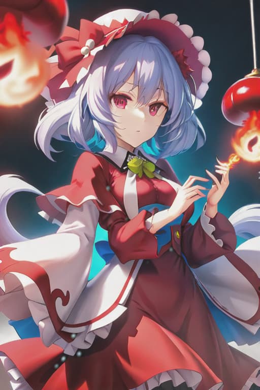  (touhou,Remilia) hyperrealistic, full body, detailed clothing, highly detailed, cinematic lighting, stunningly beautiful, intricate, sharp focus, f/1. 8, 85mm, (centered image composition), (professionally color graded), ((bright soft diffused light)), volumetric fog, trending on instagram, trending on tumblr, HDR 4K, 8K