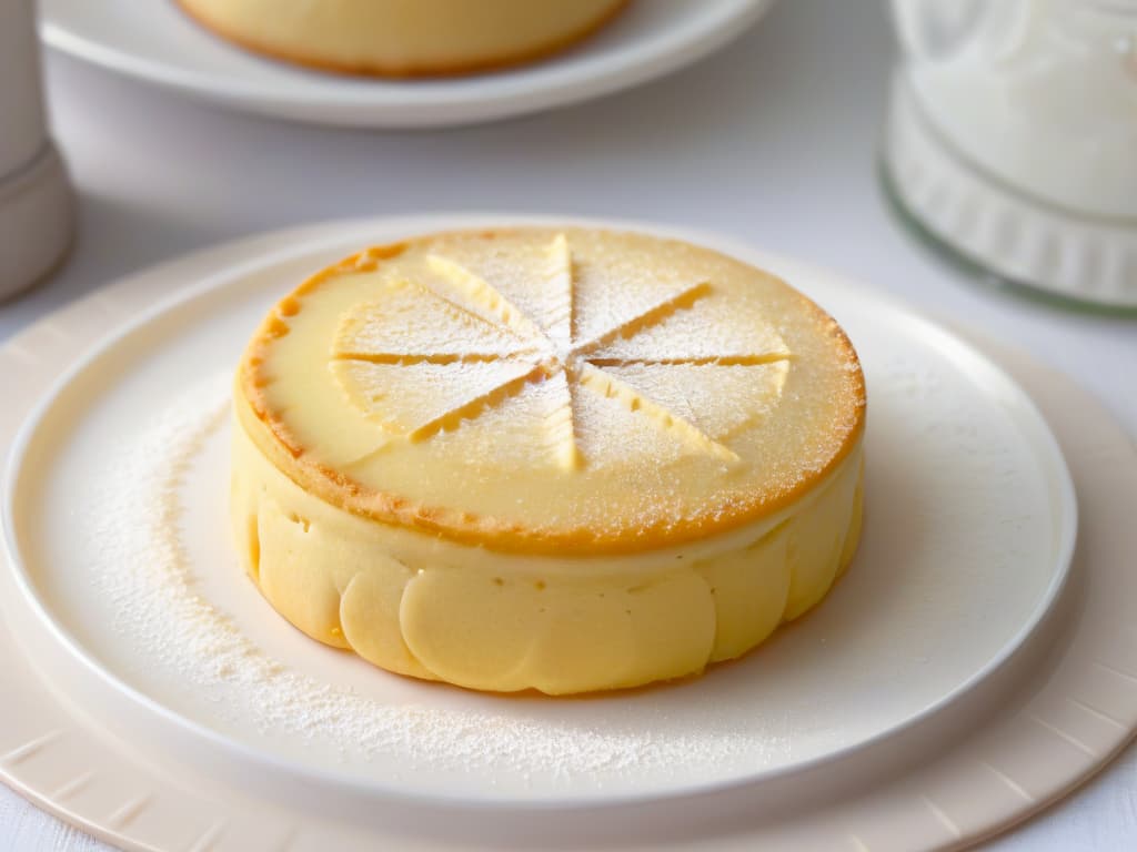  A closeup, highresolution image of a perfectly glazed lemon cookie resting on a delicate white saucer, with a subtle dusting of powdered sugar on top. The cookie is goldenbrown, emitting a fresh citrusy aroma, and the glaze is glossy and slightly transparent, showcasing the intricate crack patterns on the surface. The background is a soft focus of a light pastelcolored kitchen with hints of wooden textures, enhancing the elegant simplicity of the composition. hyperrealistic, full body, detailed clothing, highly detailed, cinematic lighting, stunningly beautiful, intricate, sharp focus, f/1. 8, 85mm, (centered image composition), (professionally color graded), ((bright soft diffused light)), volumetric fog, trending on instagram, trending on tumblr, HDR 4K, 8K