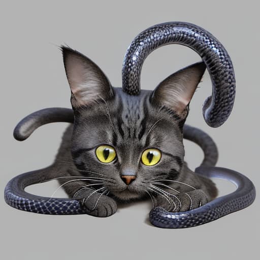  Cat head snake body,