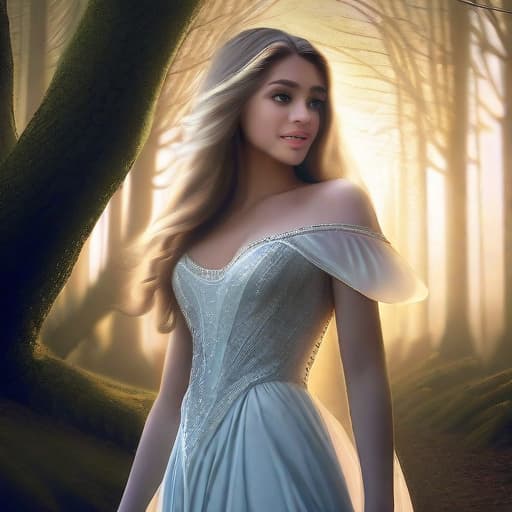  1girl, solo girl, princess, beautiful stunning face, beautiful detailed eyes, insanely long hair, regal flowing dress, serene forest in the moonlight, romantic, walking with a white wolf, dramatic lig