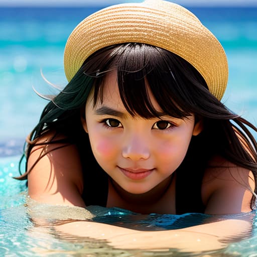  Girl lying in the ocean