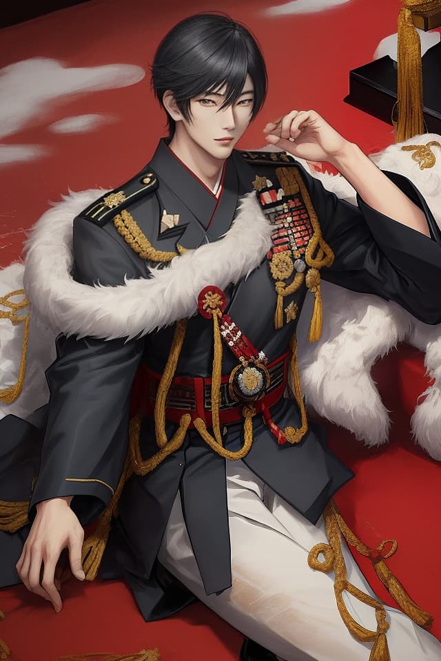  Japanese,military,handsome man,indulgence in beauty