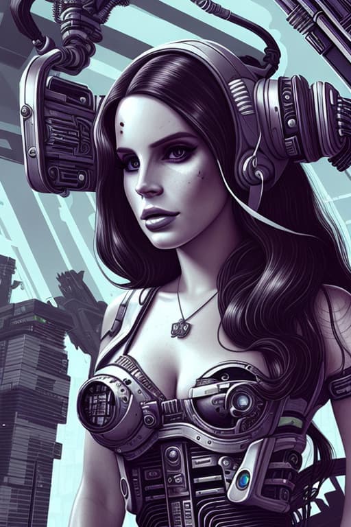  Portrait of lana del rey as a cyberpunk cyborg