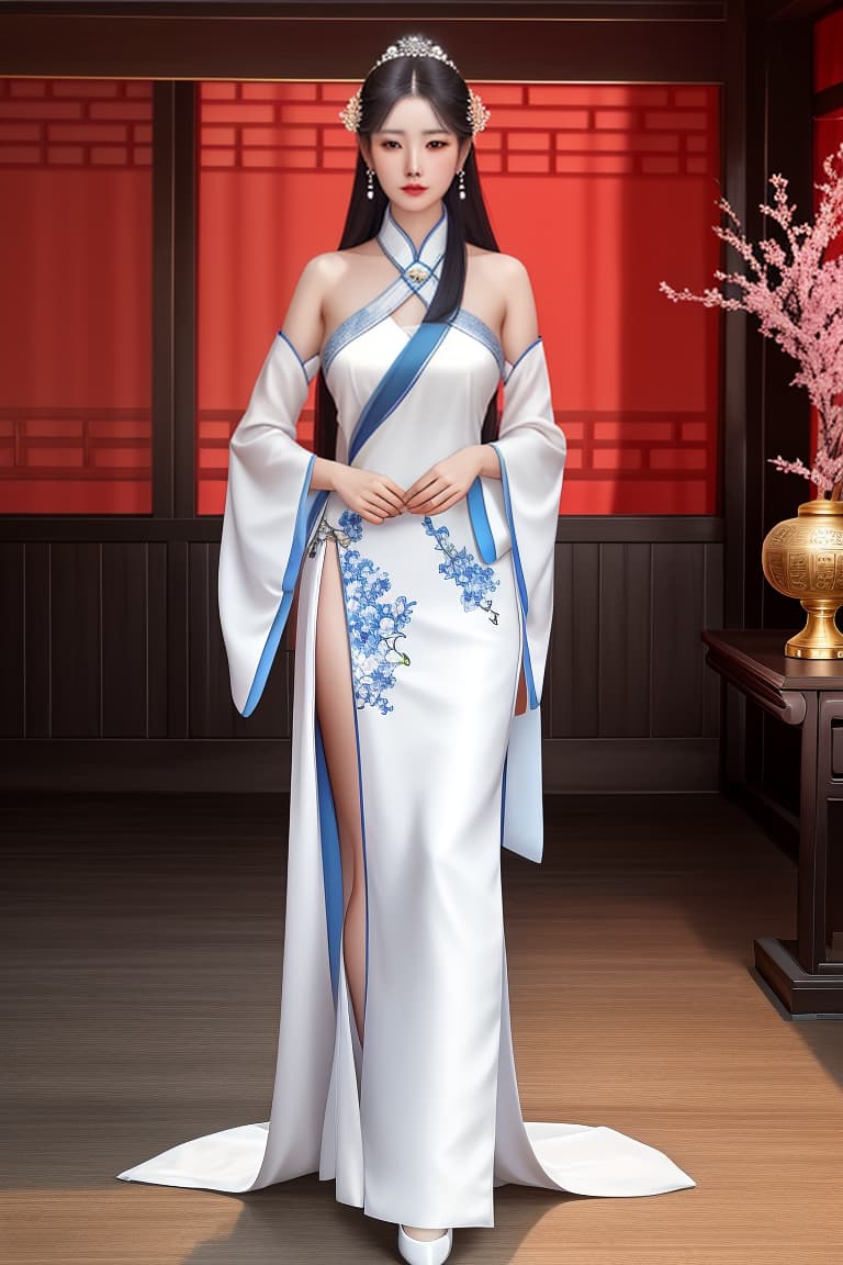  gufeng,bare shoulders,best quality,masterpiece,ultra high res,A beautiful with a Chinese face,solo,elegantly standing on the attic of an ancient Chinese building,looking diagonally at the streets,(medium s:1.1),age,Glossy hair,shiny hair,Hair fs,(full body), on,(:0.7),hanfu,tang style outfits, hyperrealistic, full body, detailed clothing, highly detailed, cinematic lighting, stunningly beautiful, intricate, sharp focus, f/1. 8, 85mm, (centered image composition), (professionally color graded), ((bright soft diffused light)), volumetric fog, trending on instagram, trending on tumblr, HDR 4K, 8K