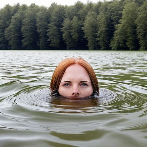  woman's head drowning in lake