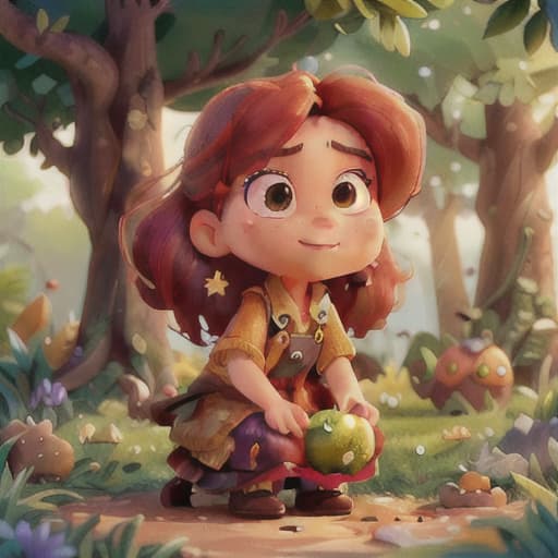  "A scene depicting Lina placing a magical stone on an apple tree, with her face expressing anticipation and excitement. The rest of the garden appears peaceful, accompanied by the chirping of birds. The description should vividly capture the essence of the scene, without any unnecessary details or ambiguity.", best quality, very detailed, high resolution, sharp, sharp image, extremely detailed, 4k, 8k hyperrealistic, full body, detailed clothing, highly detailed, cinematic lighting, stunningly beautiful, intricate, sharp focus, f/1. 8, 85mm, (centered image composition), (professionally color graded), ((bright soft diffused light)), volumetric fog, trending on instagram, trending on tumblr, HDR 4K, 8K