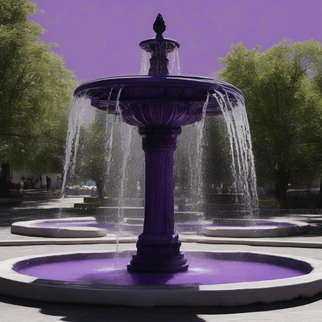  Translation: Fountain with purple water.
