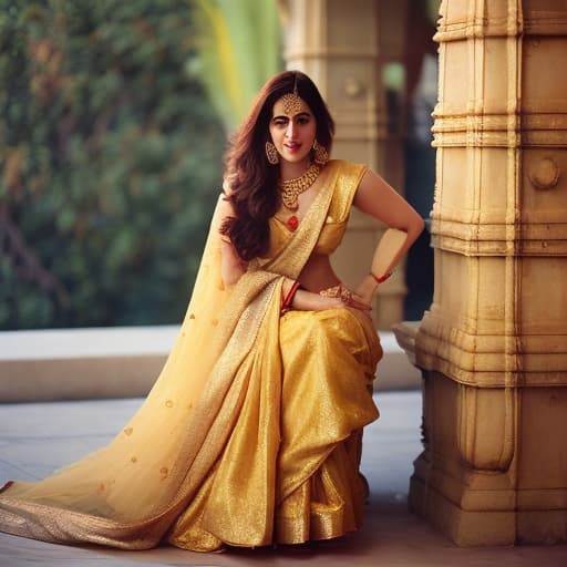 analog style shraddha Arya in golden saree