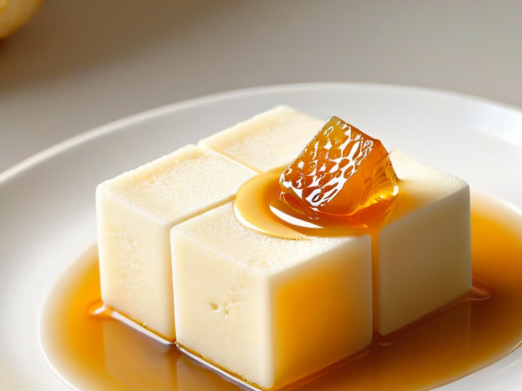  A closeup, ultradetailed image of a pristine white sugar cube being slowly dissolved by a stream of golden honey, captured in extreme slow motion to showcase the intricate patterns forming as the two sweeteners interact. The background is blurred to emphasize the purity and simplicity of the ingredients, with soft, diffused lighting creating a warm, inviting ambiance. hyperrealistic, full body, detailed clothing, highly detailed, cinematic lighting, stunningly beautiful, intricate, sharp focus, f/1. 8, 85mm, (centered image composition), (professionally color graded), ((bright soft diffused light)), volumetric fog, trending on instagram, trending on tumblr, HDR 4K, 8K