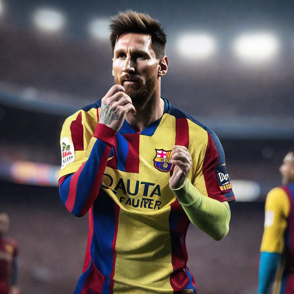  Lionel Messi hyperrealistic, full body, detailed clothing, highly detailed, cinematic lighting, stunningly beautiful, intricate, sharp focus, f/1. 8, 85mm, (centered image composition), (professionally color graded), ((bright soft diffused light)), volumetric fog, trending on instagram, trending on tumblr, HDR 4K, 8K