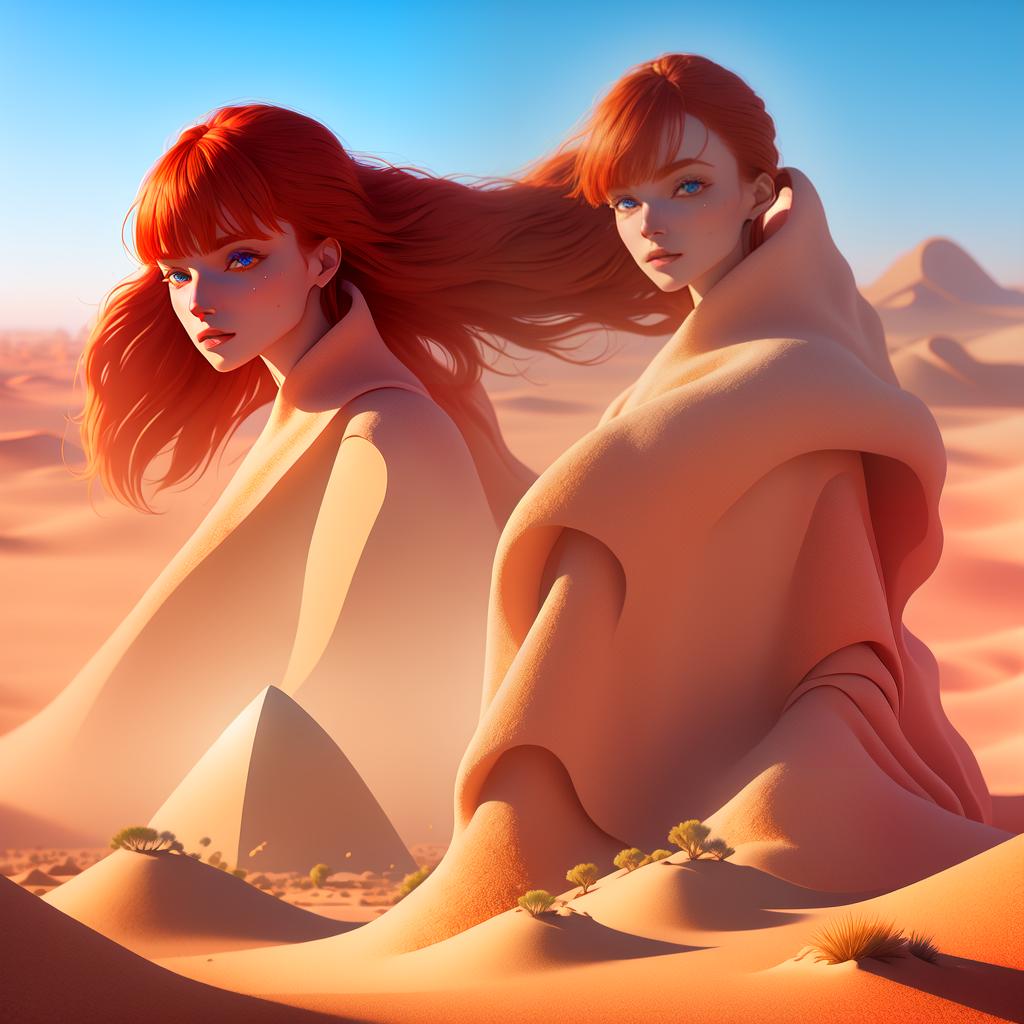 in OliDisco style one redhead woman with a instead of a, trans, futa,, bare, small, tiny, short, petit, trans, futa, highly detailed skin,, bare skin, petit,,, huge, in desert hyperrealistic, full body, detailed clothing, highly detailed, cinematic lighting, stunningly beautiful, intricate, sharp focus, f/1. 8, 85mm, (centered image composition), (professionally color graded), ((bright soft diffused light)), volumetric fog, trending on instagram, trending on tumblr, HDR 4K, 8K