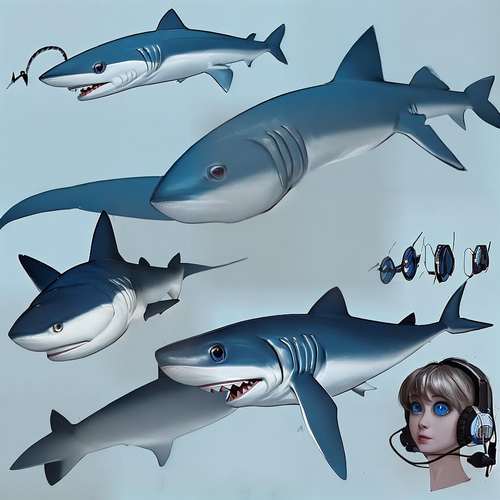  blue eye shark with headset