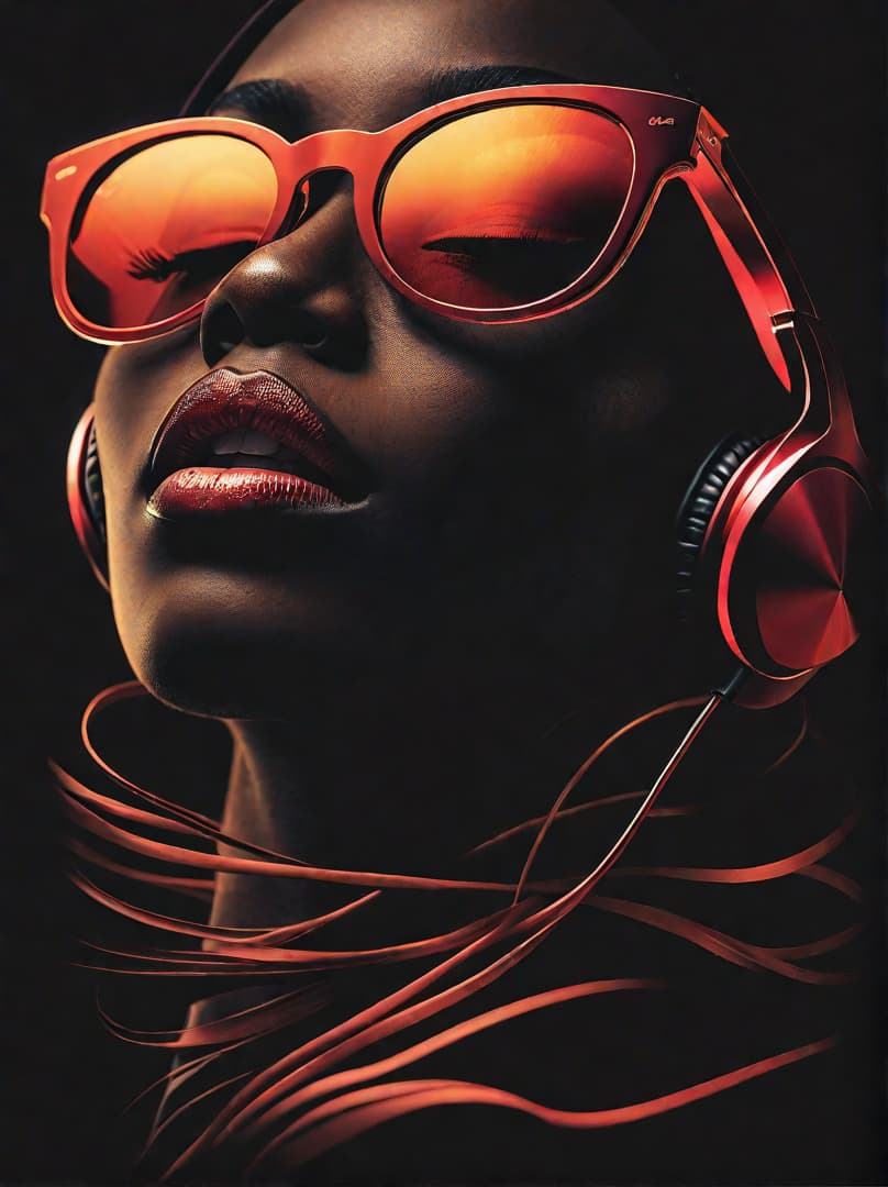  , soul music inspired illustration of a black woman with sunglasses wearing headphones on black background, music, mystical, vector art, high resolution, highly detailed<lora:styleesh:0.8732762554146276><lora:iOem0QTfwDb7Nr6ZC4K1oRqGP:0.5321558173759846><lora:nijiexpressivev2:0.39658298445653517><lora:sabaithai:0.09260475357891296> hyperrealistic, full body, detailed clothing, highly detailed, cinematic lighting, stunningly beautiful, intricate, sharp focus, f/1. 8, 85mm, (centered image composition), (professionally color graded), ((bright soft diffused light)), volumetric fog, trending on instagram, trending on tumblr, HDR 4K, 8K