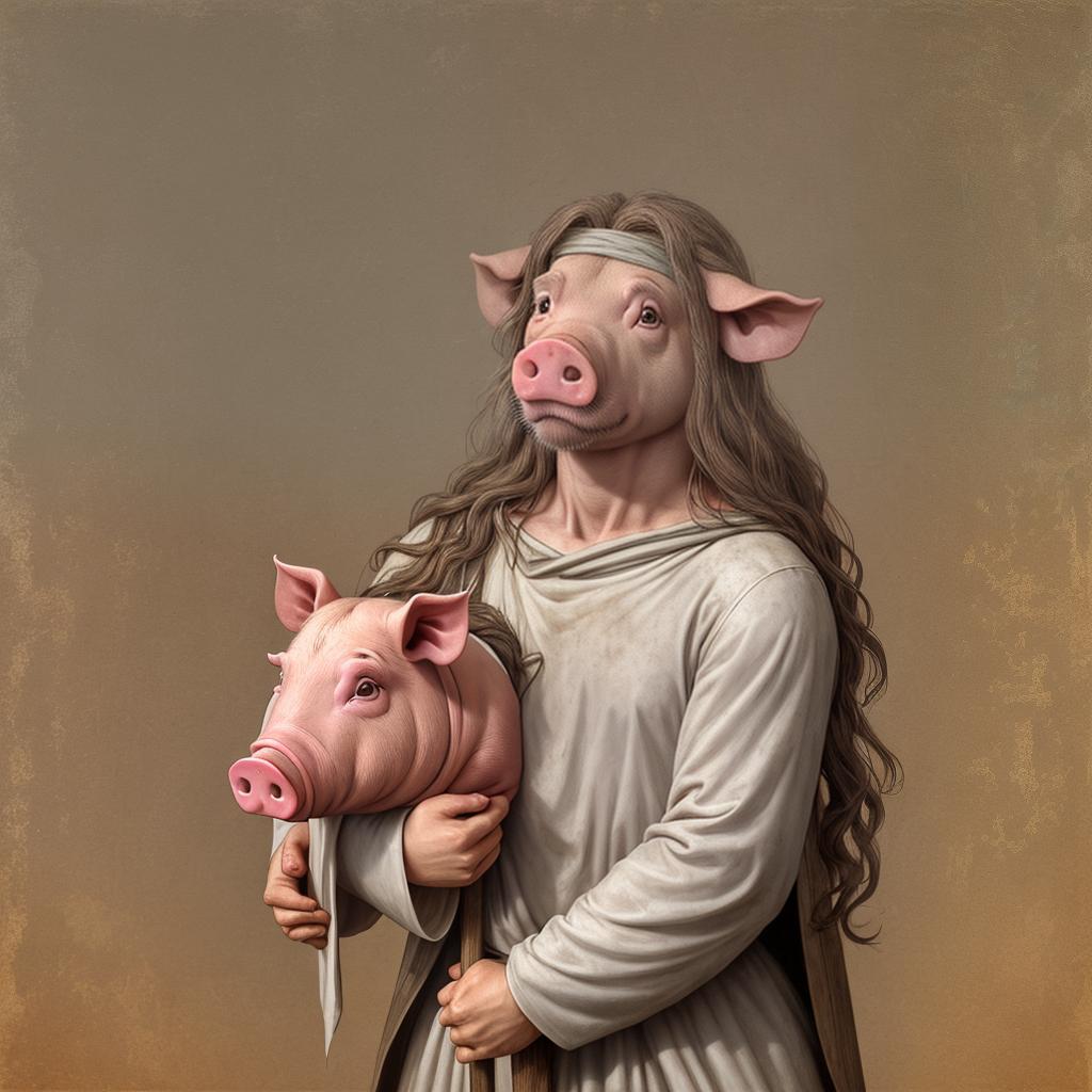  jesus christ as a pig on cross