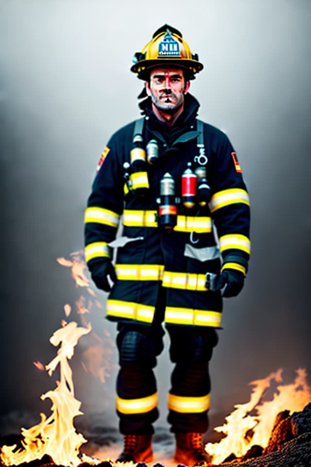  Real, full body photos, insulation cups, dignified, firefighters, real oil painting hyperrealistic, full body, detailed clothing, highly detailed, cinematic lighting, stunningly beautiful, intricate, sharp focus, f/1. 8, 85mm, (centered image composition), (professionally color graded), ((bright soft diffused light)), volumetric fog, trending on instagram, trending on tumblr, HDR 4K, 8K