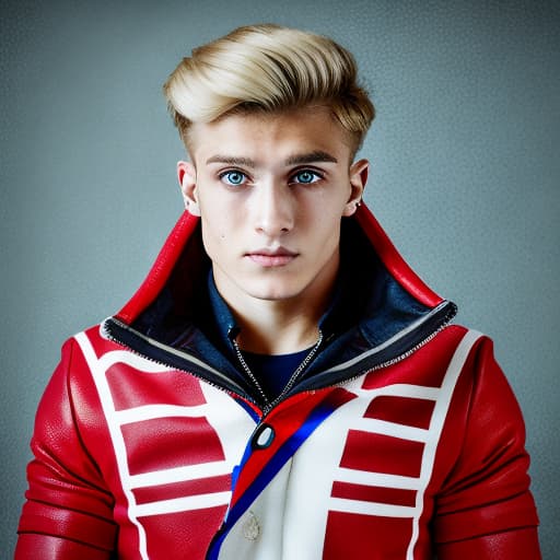 portrait+ style russian queer gymnast very cute blonde dude face