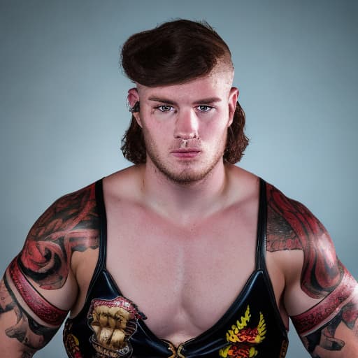 portrait+ style british queer wrestler brunette very cute dude face