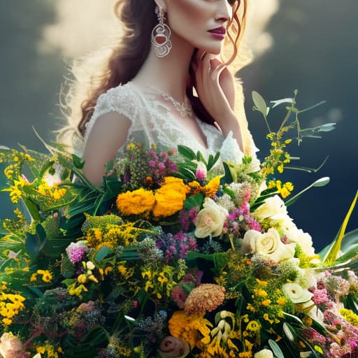 mdjrny-v4 style Flowers, colores, garden hyperrealistic, full body, detailed clothing, highly detailed, cinematic lighting, stunningly beautiful, intricate, sharp focus, f/1. 8, 85mm, (centered image composition), (professionally color graded), ((bright soft diffused light)), volumetric fog, trending on instagram, trending on tumblr, HDR 4K, 8K