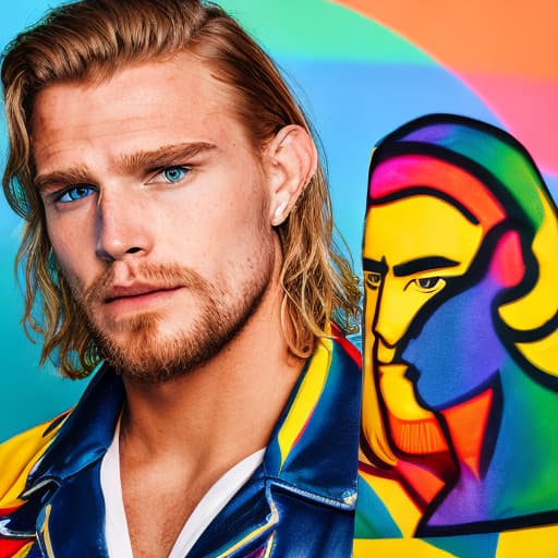 portrait+ style wwe queer blonde hunk dude face