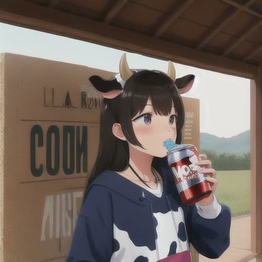  Cow drinking energy drink from a can