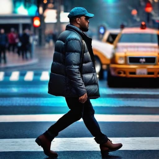  person crossing the street hyperrealistic, full body, detailed clothing, highly detailed, cinematic lighting, stunningly beautiful, intricate, sharp focus, f/1. 8, 85mm, (centered image composition), (professionally color graded), ((bright soft diffused light)), volumetric fog, trending on instagram, trending on tumblr, HDR 4K, 8K