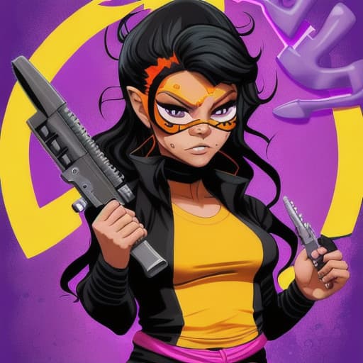  Henchmen: Roxy (Name: unknown) Birth place: (unknown) Age: Unknown Female Race: Mixed Member of The Order Physical characteristics: 5’9 210 Black star tattoo engulfing her left eye very hippy in the hips wear orange clothes hair long & wavy Powers: body creates it’s own toxics Weapons: high fructose pies, knifes, Knife expert,master of poisons, AR-14 blaster