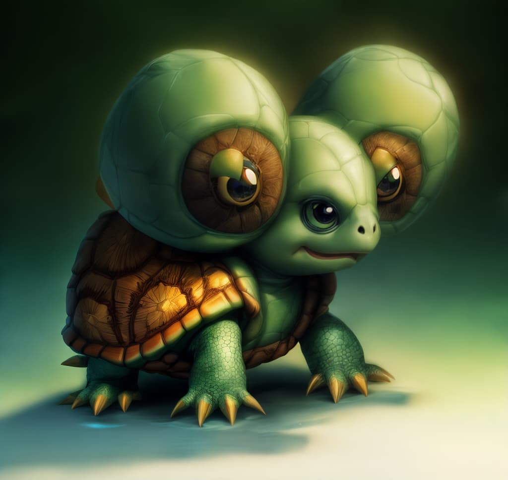  3d cartoon turtle in a fantasy rich forrest (best quality, masterpiece:1.2), ultrahigh res, highly detailed, sharp focus