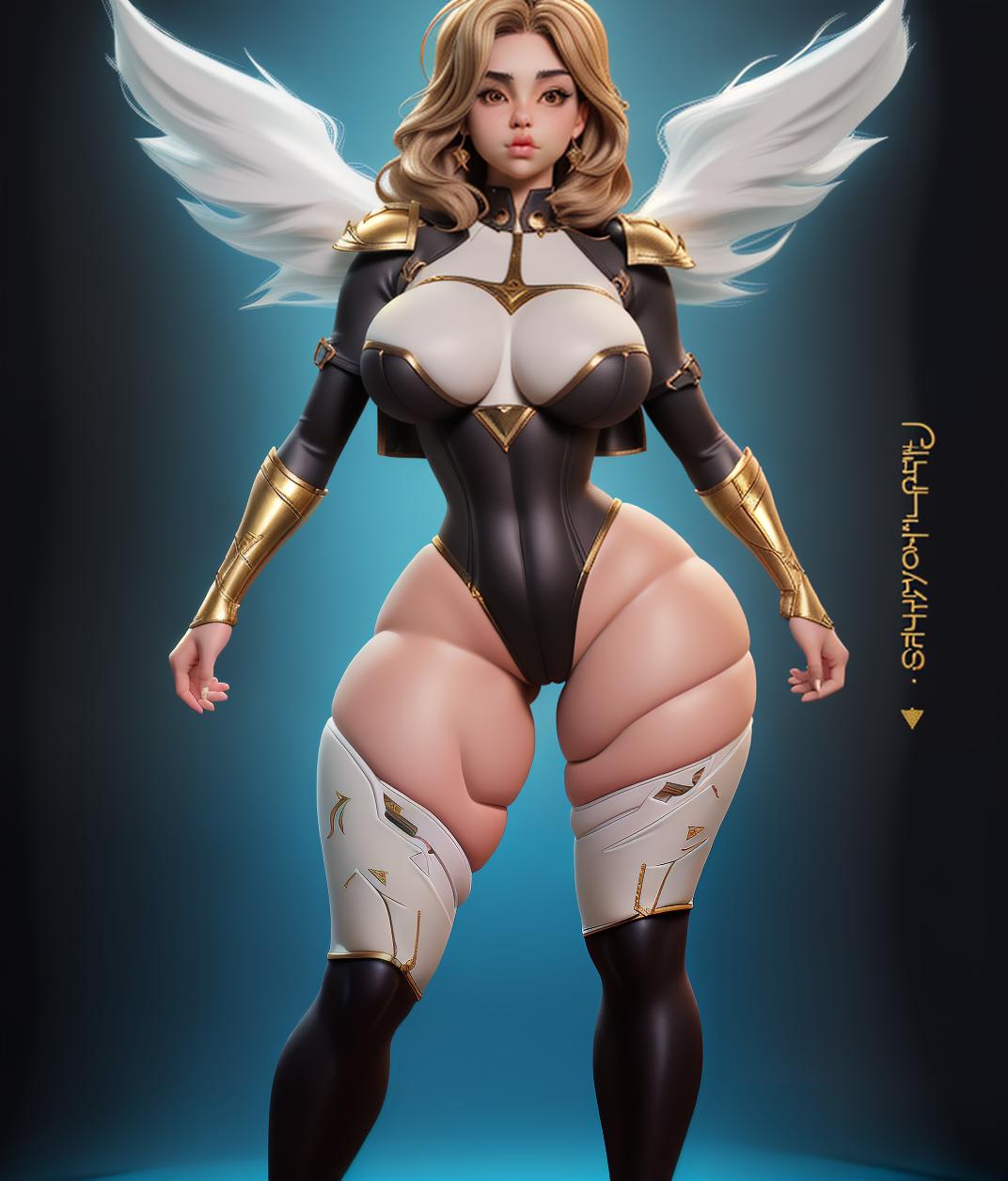  Súper curvy thicc women with ultra thicc tights and small waist with gold armor