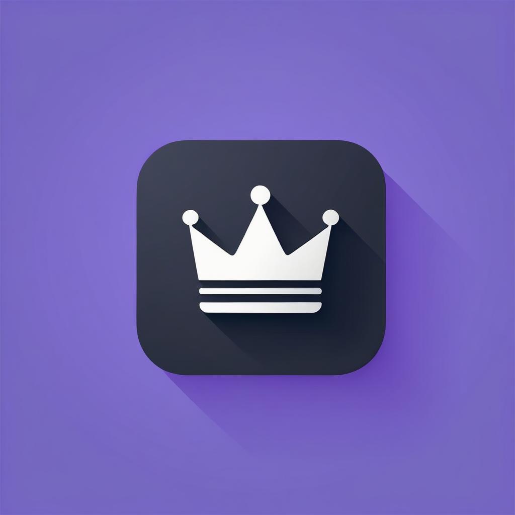  rounded edges square mobile app logo design, flat vector, minimalistic, icon of a crown