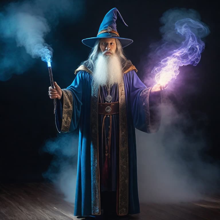  Mystical wizard conjuring a powerful spell hyperrealistic, full body, detailed clothing, highly detailed, cinematic lighting, stunningly beautiful, intricate, sharp focus, f/1. 8, 85mm, (centered image composition), (professionally color graded), ((bright soft diffused light)), volumetric fog, trending on instagram, trending on tumblr, HDR 4K, 8K