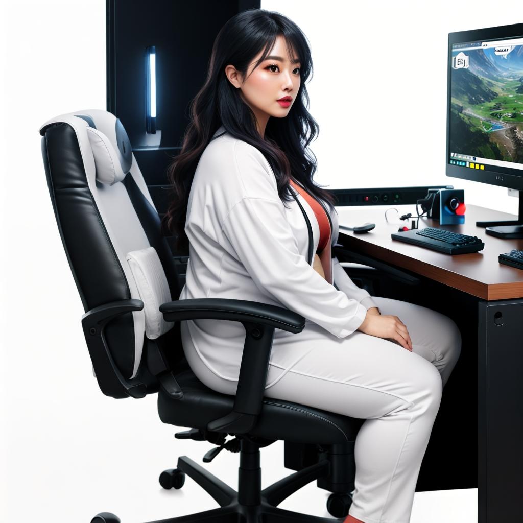  raccoon sitting in gaming chair front a computer on desktop, ((semi anthropomorphic)),(full body), tail, belly, sitting, fat, (chubby), (((white background))), solo, desktop, gaming chair, side view,  [[[clothes]]] hyperrealistic, full body, detailed clothing, highly detailed, cinematic lighting, stunningly beautiful, intricate, sharp focus, f/1. 8, 85mm, (centered image composition), (professionally color graded), ((bright soft diffused light)), volumetric fog, trending on instagram, trending on tumblr, HDR 4K, 8K