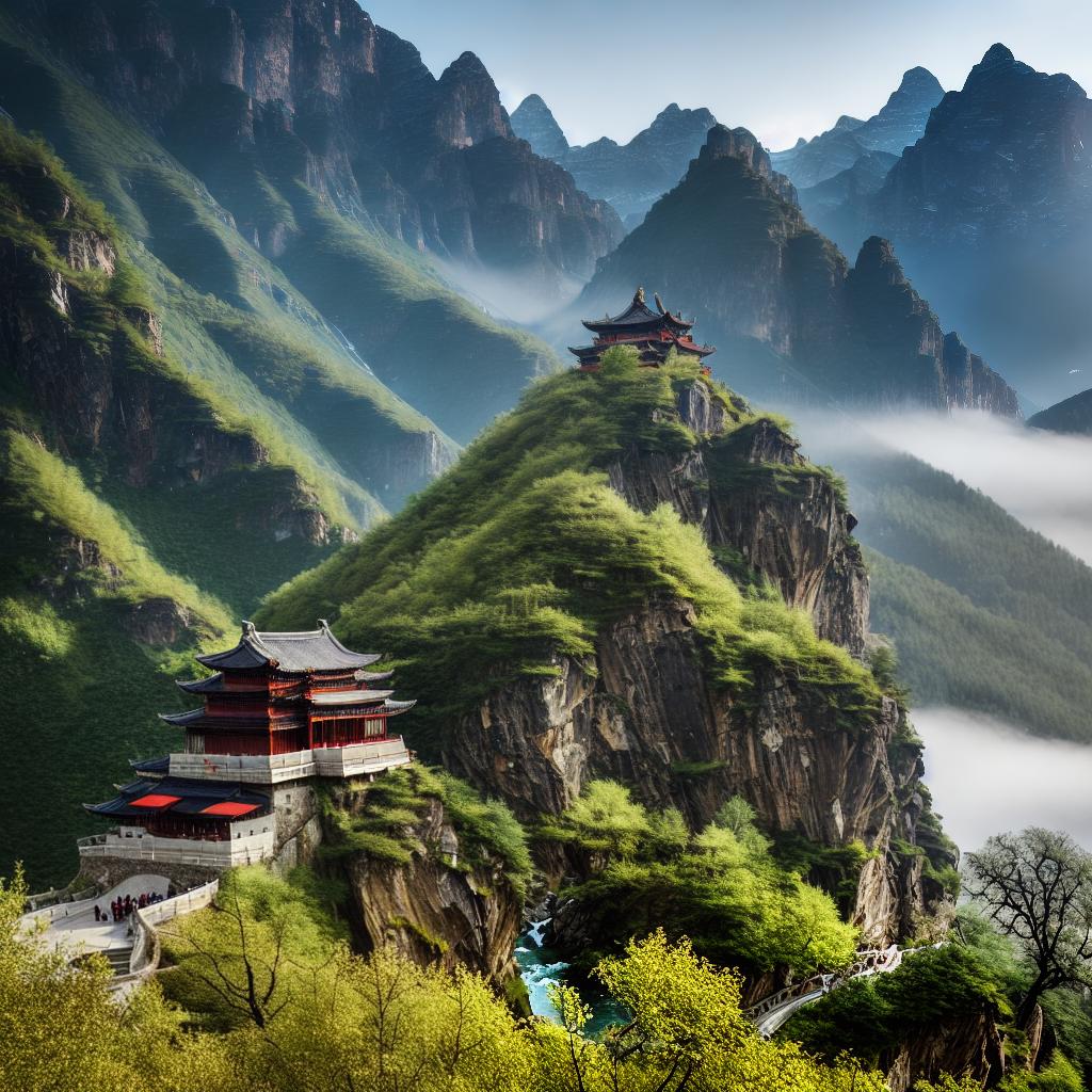  A masterpiece of a traditional Chinese landscape painting, with the best quality and ultra-detailed 8k resolution. The main subject of the scene is a serene mountain and river landscape. The elements include majestic mountains, winding rivers, lush green trees, a small boat sailing on the water, and a peaceful village nestled at the foot of the mountains. hyperrealistic, full body, detailed clothing, highly detailed, cinematic lighting, stunningly beautiful, intricate, sharp focus, f/1. 8, 85mm, (centered image composition), (professionally color graded), ((bright soft diffused light)), volumetric fog, trending on instagram, trending on tumblr, HDR 4K, 8K