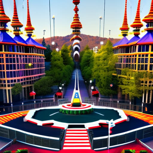 wa-vy style Amusement park hyperrealistic, full body, detailed clothing, highly detailed, cinematic lighting, stunningly beautiful, intricate, sharp focus, f/1. 8, 85mm, (centered image composition), (professionally color graded), ((bright soft diffused light)), volumetric fog, trending on instagram, trending on tumblr, HDR 4K, 8K