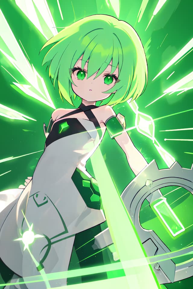  Green haired character's light reflex