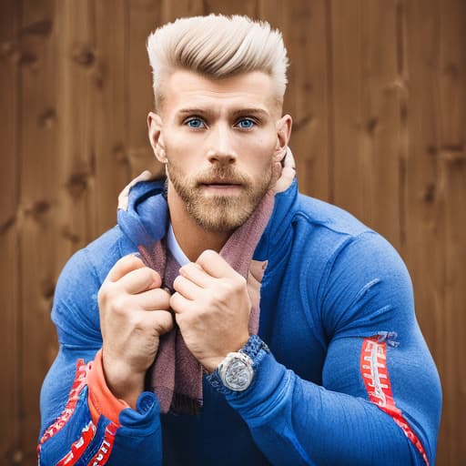 portrait+ style russian queer fitness model blonde very cute dilf dude face