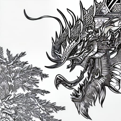 nvinkpunk chinese dragon drawing winter ice snow